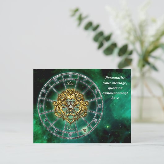 Astrologie Leo Lion Horoskop Personalisierte Nachr Ankündigungspostkarte (Stehend Vorderseite)
