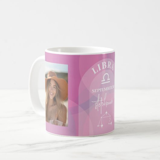 Astrologie Libra Zodiac Signa Foto Custom Geburtsd Kaffeetasse (Vorderseite Links)