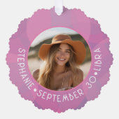 Astrologie Libra Zodiac Signa Foto Custom Geburtsd Ornament Karte (Vorderseite)