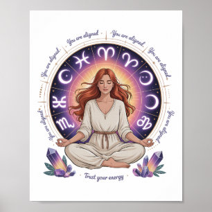 Astrologie-Meditation-Yoga-Übung-Zodiac-Kristall Poster