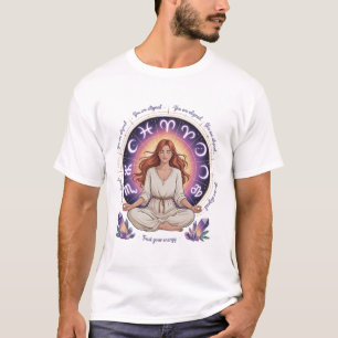 Astrologie-Meditation-Yoga-Übung-Zodiac-Kristall T-Shirt