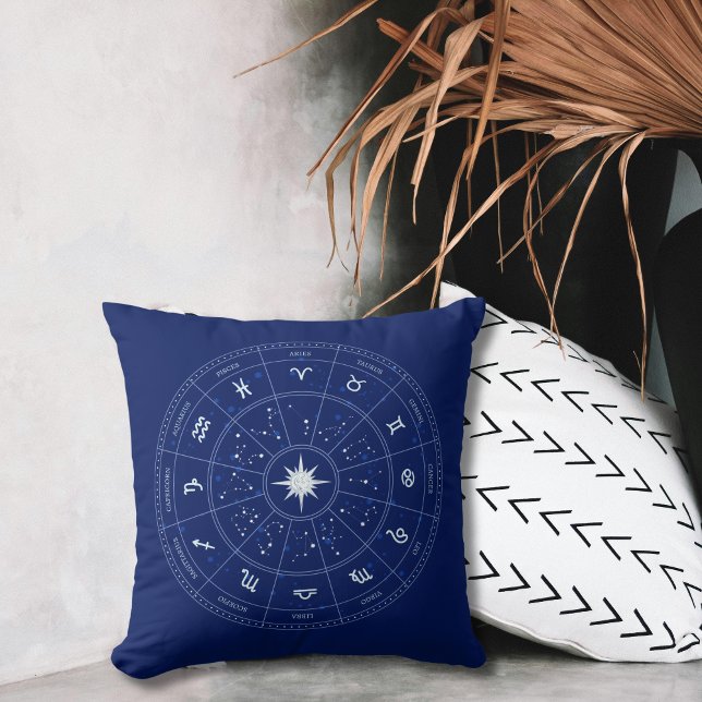 Astrologie Navy Blue Zodiac Kissen (Von Creator hochgeladen)