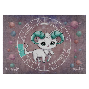 Astrologie Niedliche Katze Zodiac Wheel Planet Schneidebrett