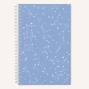 Astrologie Pastellblau Weiße Sterne Konstellation Notizblock