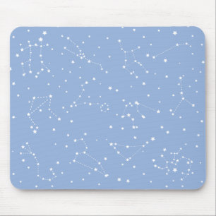 Astrologie Pastellblau Weiße Sterne Sternbild Mousepad