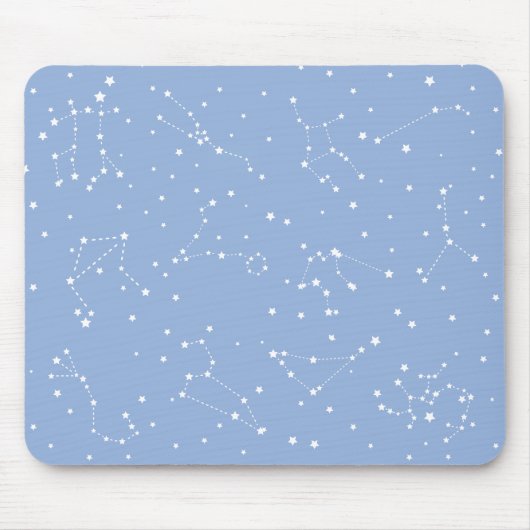 Astrologie Pastellblau Weiße Sterne Sternbild Mousepad (Vorne)