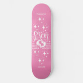Astrologie Rosa Skateboard mit Pisces-Symbol (Vorderseite)