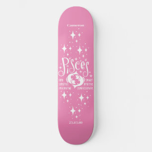 Astrologie Rosa Skateboard mit Pisces-Symbol