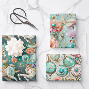 Astrologie Sagittarius Geburtsmonat Blume Kristall Geschenkpapier Set