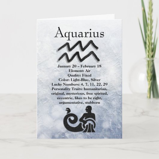 Astrologie Schild Aquarius Horoskop Zodiac Karte (Vorderseite)