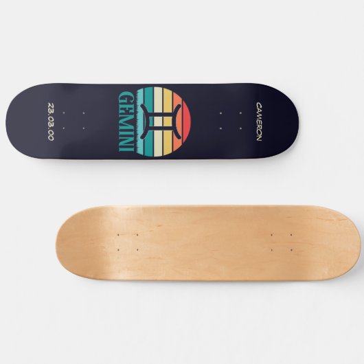 Astrologie Skateboard mit Gemini Symbol (Horizontal)