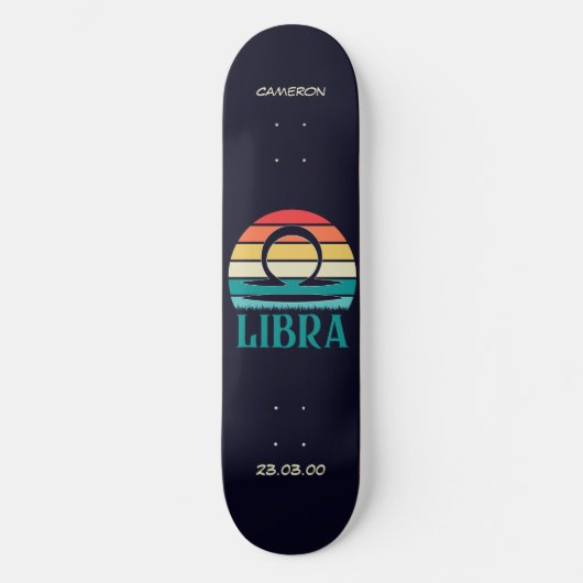 Astrologie Skateboard mit Libra Symbol (Vorderseite)