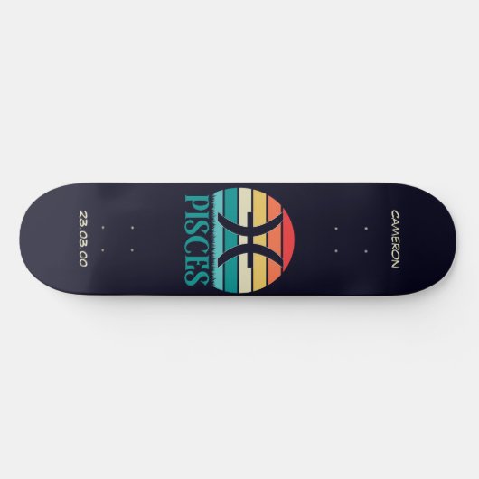 Astrologie Skateboard mit Pisces-Symbol (Horizontal)