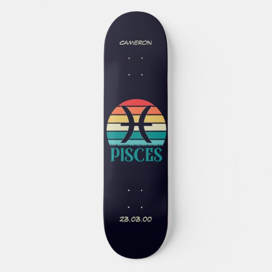 Astrologie Skateboard mit Pisces-Symbol (Vorderseite)