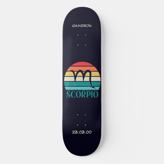 Astrologie Skateboard mit Scorpio-Symbol (Vorderseite)