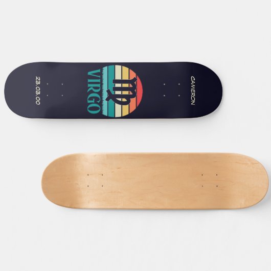 Astrologie Skateboard mit Virgo-Symbol (Horizontal)
