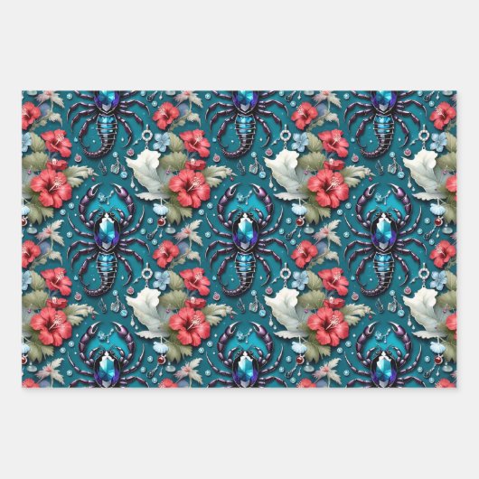 Astrologie Skorpio Blume Kristallleuchten Geschenkpapier Set (Vorderseite)