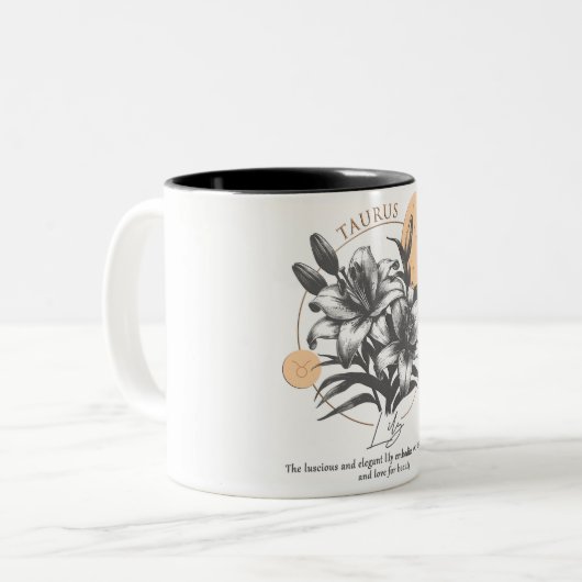 Astrologie/Taurus Zodiac Blume Lily Zweifarbige Tasse (Vorderseite Links)