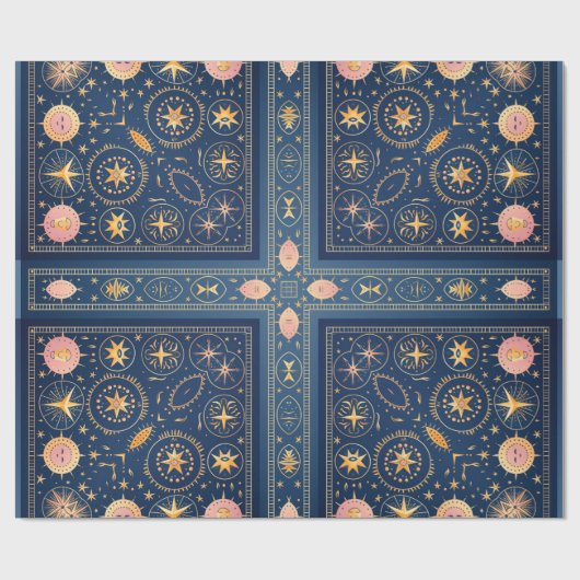 Astrologie Theme Wrapping Paper Geschenkpapier (Flach)