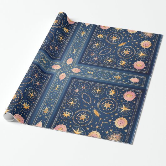 Astrologie Theme Wrapping Paper Geschenkpapier (Ungerollt)