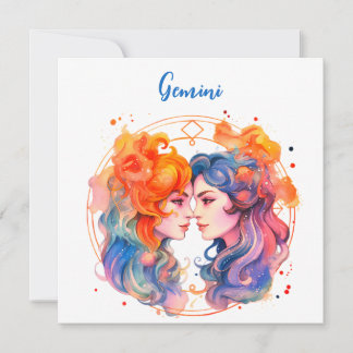 Astrologie Tierzeichen von Gemini in Aquarellfarbe Einladung