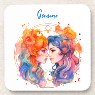 Astrologie Tierzeichen von Gemini in Aquarellfarbe Getränkeuntersetzer