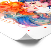 Astrologie Tierzeichen von Gemini in Aquarellfarbe Poster (Ecke)