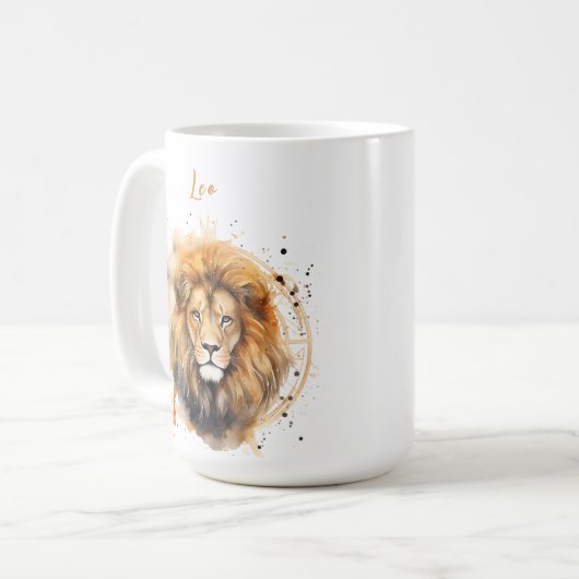 Astrologie Tierzeichen von Leo in Aquarell Kaffeetasse (Vorderseite Links)