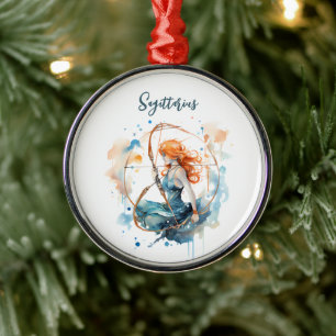 Astrologie Tierzeichen von Sagittarius Wasserfarbe Ornament Aus Metall