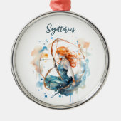 Astrologie Tierzeichen von Sagittarius Wasserfarbe Ornament Aus Metall (Vorne)
