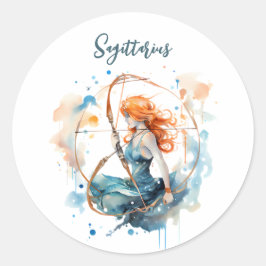 Astrologie Tierzeichen von Sagittarius Wasserfarbe Runder Aufkleber