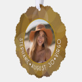 Astrologie Virgo Zodiac Signage Foto Custom Geburt Ornament Karte (Links)