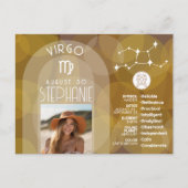 Astrologie Virgo Zodiac Signage Foto Custom Geburt Postkarte (Vorderseite)
