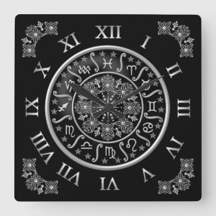 ASTROLOGIE WALL CLOCK QUADRATISCHE WANDUHR