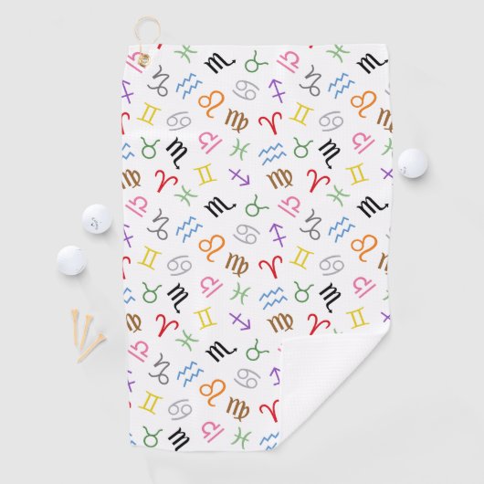 Astrologie Zeichen Farbe+Weiß Muster Zeichen Golfhandtuch (Insitu)