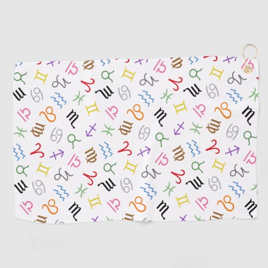 Astrologie Zeichen Farbe+Weiß Muster Zeichen Golfhandtuch (Horizontal)