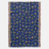 Astrologie Zeichen Muster Gold+Dk Blau Decke (Vorderseite Vertikal)