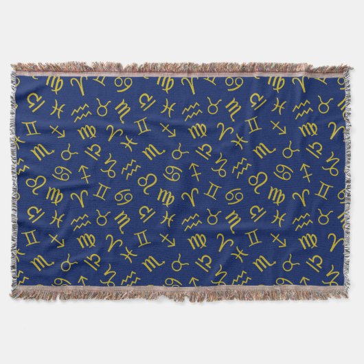 Astrologie Zeichen Muster Gold+Dk Blau Decke (Vorderseite)
