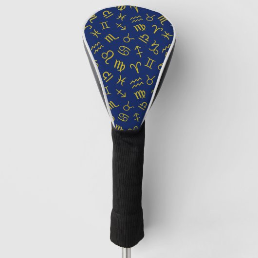Astrologie Zeichen Muster Gold+Dk Blau Golf Headcover (Vorderseite)