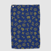 Astrologie Zeichen Muster Gold+Dk Blau Golfhandtuch (Vorderseite)