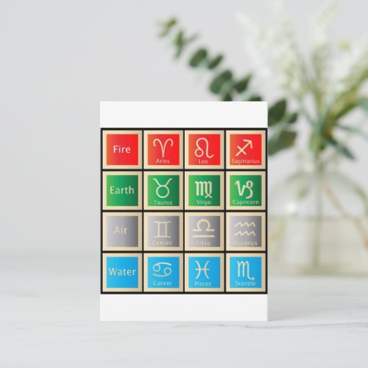 Astrologie zeigt Geburtszeichen Zodiac Astrologie Postkarte (Stehend Vorderseite)