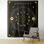 Astrologie Zodiac Kalender - Schwarz Wandteppich (Beispiel)