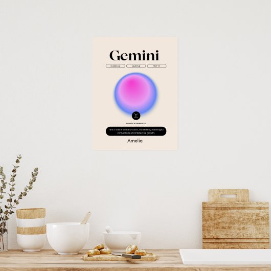 Astrologie Zodiac Sign Gemini Poster (Küche)