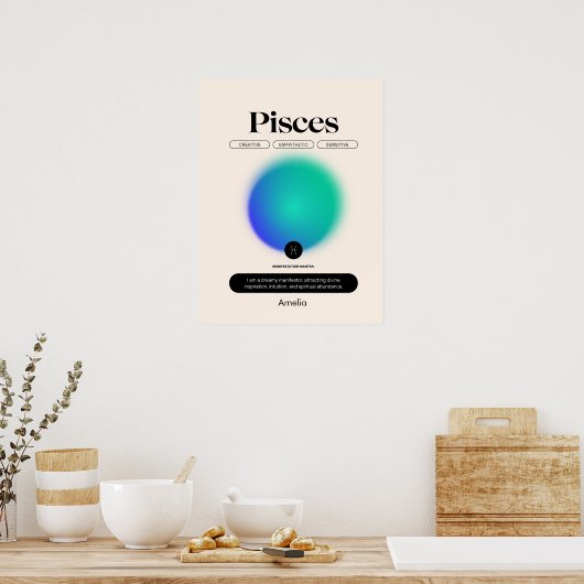 Astrologie Zodiac Sign Pisces Poster (Küche)