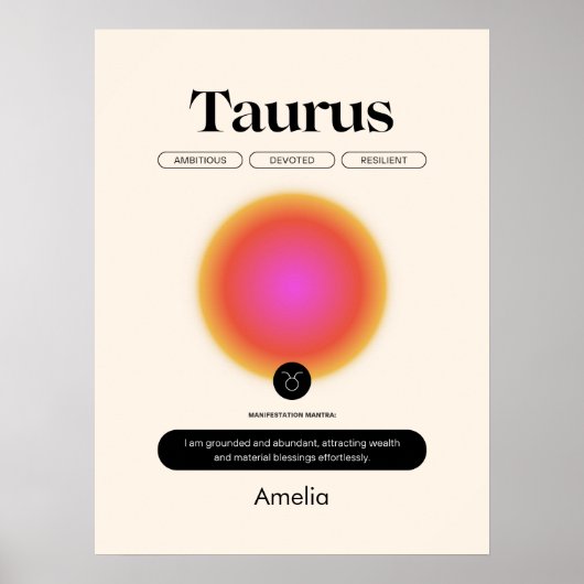 Astrologie Zodiac Sign Taurus Poster (Vorne)