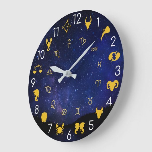 Astrologie Zodiac Symbole Blau und Gold Celestial Große Wanduhr (Winkel)