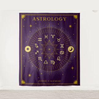 Astrologie Zodiakalender - Lila Wandteppich