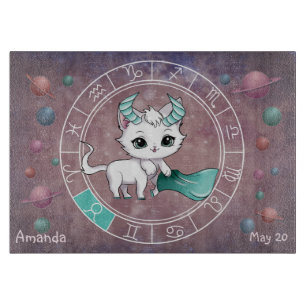 Astrologische Taurus Niedliche Katze Zodiac Wheel Schneidebrett