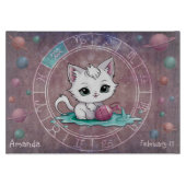 Astrologischer Aquarius Niedliche Katze Zodiac Whe Schneidebrett (Vorderseite)