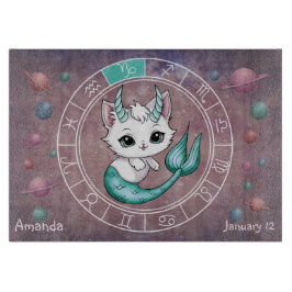 Astrologisches Capricorn Niedliche Katze Zodiac Wh Schneidebrett